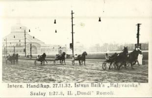 1932 International Handikap Istvan Baiks Malyvacska, Szalay, II. Dundi Romoli / international horse race. photo