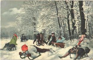 1909 Winter Idylle 4. / Winter sport, sledding (fl)