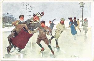 Ice skating, winter sport humour. B.K.W.I. 556-6. s: Fritz Schönpflug (EK)