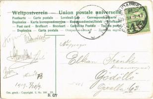 1909 Skiing. Winter sport art postcard, litho (EK)