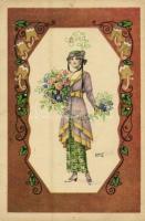 1920 Lady with flowers. B.K.W.I. 134-4. s: August Patek (EK)