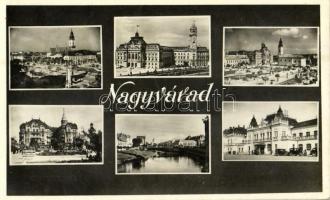 1943 Nagyvárad, Oradea; Városháza, Vasútállomás, automobilok, Körös híd, zsinagóga / town hall, railway station, automobiles, Cris river bridge, synagogue