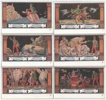 Budapest V. Egyetem utca 5. Erzsébet Királyné Szálló étterem és söröző pince, Sándor Béla falfestmén...