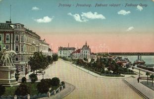 Pozsony, Pressburg, Bratislava; Fadrusz rakpart, vasúti híd / quay, railway bridge