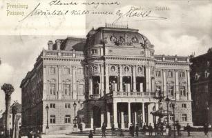 1900 Pozsony, Pressburg, Bratislava; Theater / Színház / theatre. Verlag v. Louis Koch. Photographie-Karte D.R.G.M.