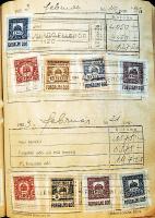 Forgalmi adókönyv (borító nélkül) 1922-1926 közötti időszakból több mint 1.000 forgalmi adó bélyeggel (magas katalógusérték!!)