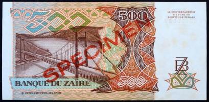 Zaire 1989. 500Z "MINTA" felülbélyegzéssel "E0000000A" T:I- / 
Zaire 1989. 500 ...