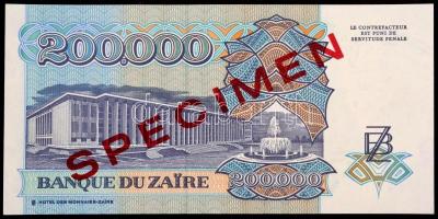 Zaire 1992. 20.000Z "MINTA" felülbélyegzéssel "C0000000A" T:I / 
Zaire 1992. 20...