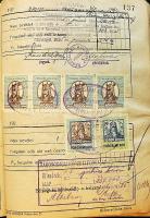 Forgalmi adókönyv (borító nélkül) 1922-1926 közötti időszakból több mint 1.000 forgalmi adó bélyegge...