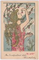 1901 Le gout / Four Senses: Taste. Polish Art Nouveau postcard s: Kieszkow s: Kieszkow