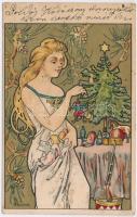 Christmas / Polish Art Nouveau litho postcard s: Kieszkow (Rb)