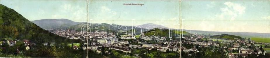 Brassó, Kronstadt, Brasov; 3-részes kihajtható panorámalap / 3-tiled folding panoramacard. Fotochrom L.&P.P. Buchhandlung Wilh. Hiemesch (EK)