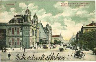 1910 Budapeset VI. Nyugati pályaudvar a Teréz körúton, vasútállomás, villamos. Divald Károly 244-1907. (EK)