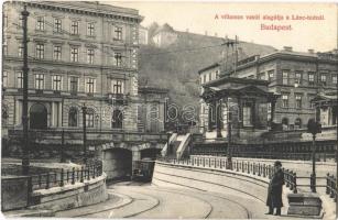 1908 Budapest I. A villamos vasút alagútja a Lánchídnál. Divald Károly 1668.