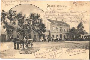 1905 Szerencs, pályaudvar, vasútállomás, lovaskocsi. Gödör Sándor kiadása (EK)