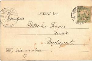 1904 Szerencs, pályaudvar, vasútállomás, várakozó utasok. Gönczy Mihály kiadása (EK)