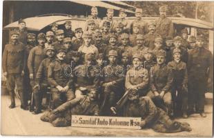 1918 Soldiers of the K.k. Sanitäts-Auto-Kolonne No. 58. group photo + K.U.K. FELDPOSTAMT 487 (EB)