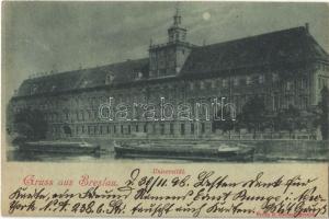1899 Wroclaw, Breslau; Universität / university at night
