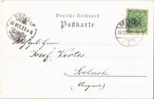 1898 Wroclaw, Breslau; Kgl. Schloss / castle in winter at night (EK)