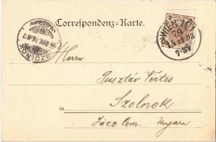 1898 Wien, Vienna, Bécs; Donaukanal mit Ferdinandsbrücke / Danube and bridge, ships, Cafe Herzog