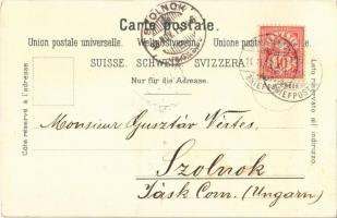 1898 Romanshorn, Kirche, Schloss, Institut, Hyp.-Bank und Postgebäude, Hotel Falken und Bodan / chur...