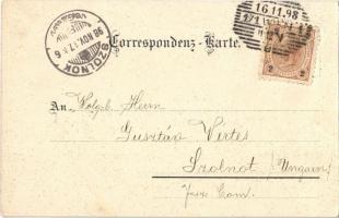 1898 Wien, Vienna, Bécs; Stephaniebrücke uber den Donau Canal / bridge over the Danube, Hotel Metrop...