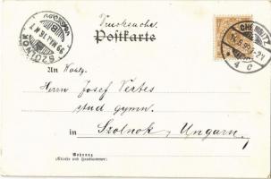 1899 Chemnitz, Hauptbahnhof, Carolastrasse / main railway station, street. R. Oschatz Art Nouveau, f...