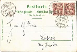 1898 Zürich, Grossmünster mit Alpen See, Theater / lake, bridges, theatre, folklore. Julius Brann Ar...