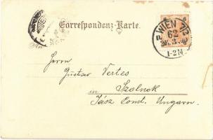 1900 Wien, Vienna, Bécs; Tegetthoff Denkmal, Aspernbrücke / statue, bridge, horse-drawn tram. Karl S...