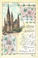 1899 Berlin, Kaiser Wilhelm Gedächtsniskirche / church. W. Hagelberg Art Nouveau, floral, litho