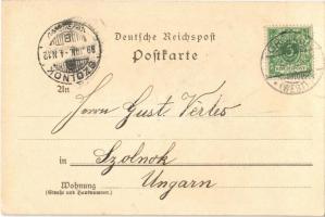 1899 Gronau, Bahnhofstrasse, Unter den Linden / streets. Joh. Schievnik Art Nouveau, floral, litho