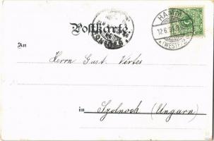 1899 Hamm, Bahnhof, Ständenhaus, Kurhaus / spa, railway station. Art Nouveau, floral, litho