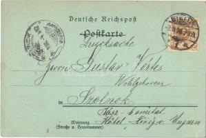 1898 Szczecin, Stettin; Das Stadttheater, die Baumbrücke / theatre, bridge. A. Hochstetter Art Nouve...