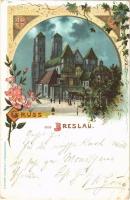 1898 Wroclaw, Breslau; Dom / dome. Kunstanstalt J. Miesler Art Nouveau, floral, litho (EK)
