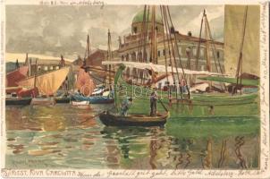 1900 Trieste, Trieszt; Rova Varciotta / port, ships. Kuenstlerpostkarte No. 1126 von Ottmar Zieher, litho s: Raoul Frank