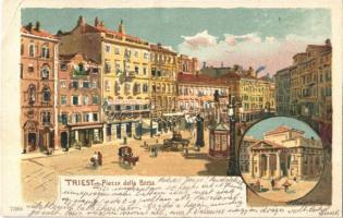 1900 Trieste, Trieszt; Piazza della Borsa / stock exchange square. litho (EB)
