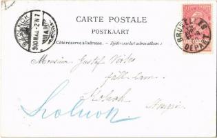 1900 Bruxelles, Brussels; La Bourse, A la Samaritaine / stock exchange, horse-drawn tram. J. Haly Ar...