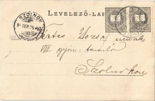 1899 Budapest, Üdvözlet a budapesti II.-ik vonatezred laktanyájából, katonák / Gruss aus der Budapes...