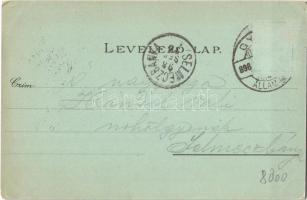 1898 Győr, Rábaszer, Széchenyi tér. Polgár Bertalan kiadása, Art Nouveau, floral, litho (EK)