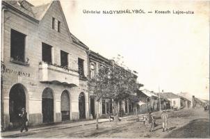 1913 Nagymihály, Michalovce; Kossuth Lajos utca, Winker Lázár üzlete. W.L. Bp. 6226. Freireich T. kiadása / street and shop (r)