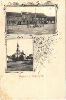 1912 Kolovec, square, church. Art Nouveau, floral