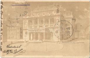 1899 Budapest VI. Királyi operaház, belső. Világosság felé tartandó / hold to light litho