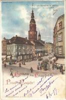 1899 Opava, Troppau; Der Oberring im Jahre 1898 / square. W. Hagelberg hold to light litho (Rb)