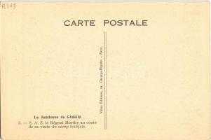 1933 Gödöllő, Cserkész Jamboree, Horthy Miklós meglátogatja a francia tábort. Francia kiadás / Scout...