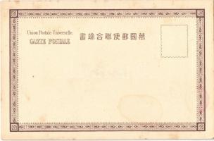 Russo-Japanese War naval battle. Silhouette art postcard with mariner, battleships and eagle  (fl)