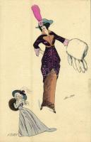 1799 Hat fashion. French art postcard. B.G. Paris 544. s: Xavier Sager