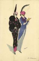 Les Eclaireuses / Hat fashion. French art postcard. B.G. Paris 575. s: Xavier Sager