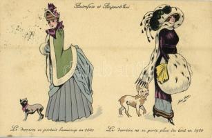 Autrefois et Aujourdhui 1880-1910 / Hat fashion. French art postcard. K.F. Paris 4302. s: Xavier Sager