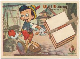 Walt Disney óriásfilm: Pinokkió. Hunniafilm mechanikus lap (hiányos) / Pinocchio. Hungarian edition mechanical postcard (missing piece) (EK)