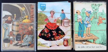 Kb. 600 db főleg RÉGI motívum képeslap dobozban: művészlapok, virág, üdvözlő. Vegyes minőség / Cca. ...